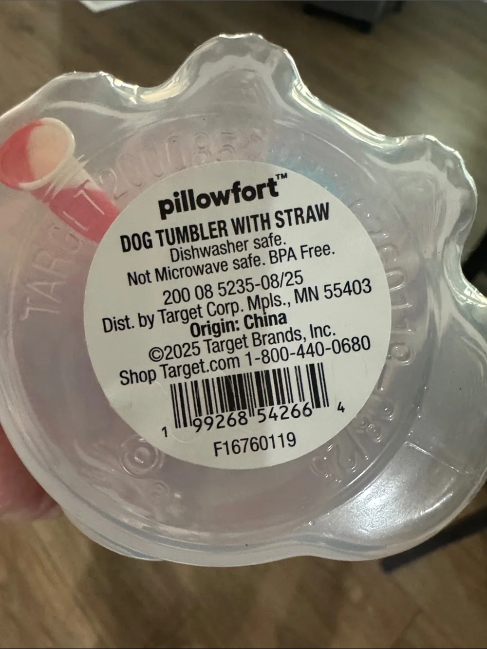 Pillowfort Clear Bear Tumbler with Red Accents and Striped Straw